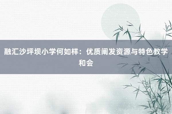 融汇沙坪坝小学何如样：优质阐发资源与特色教学和会